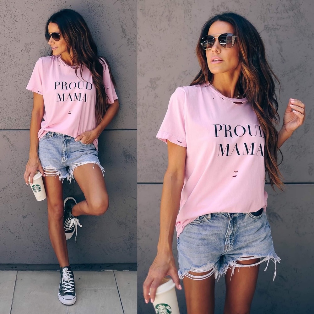 Vici Mommy Vibes Distressed Cotton Tee